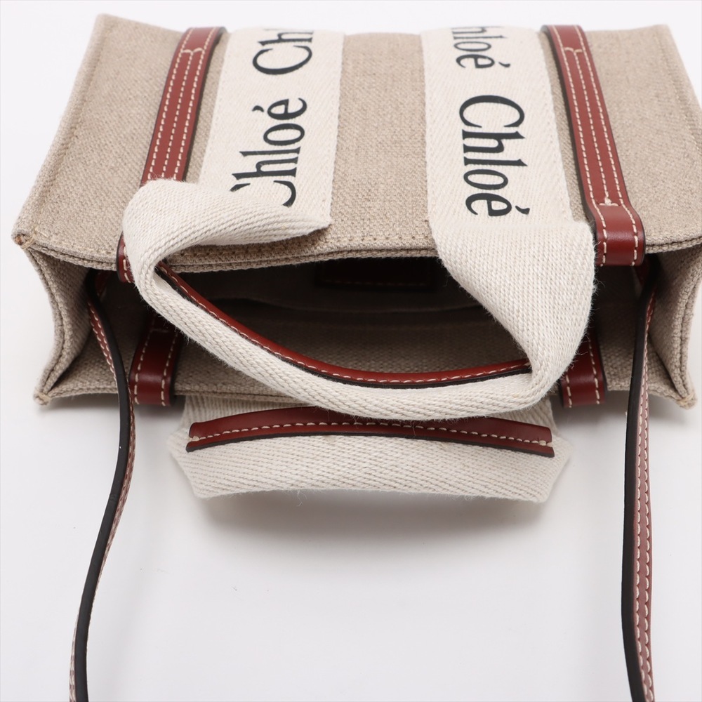 Chloe Woody Canvas Handbag Beige Tan Brown - Picture 5 of 8
